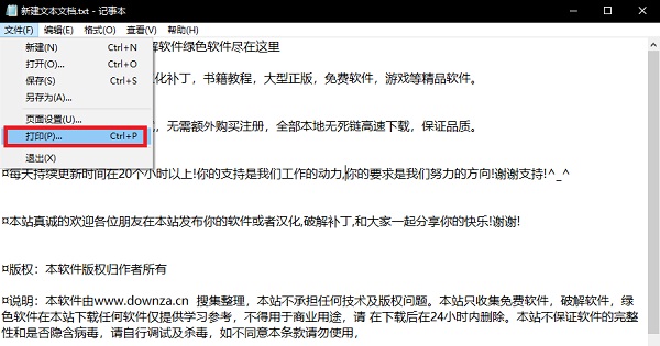 打印菜单选择